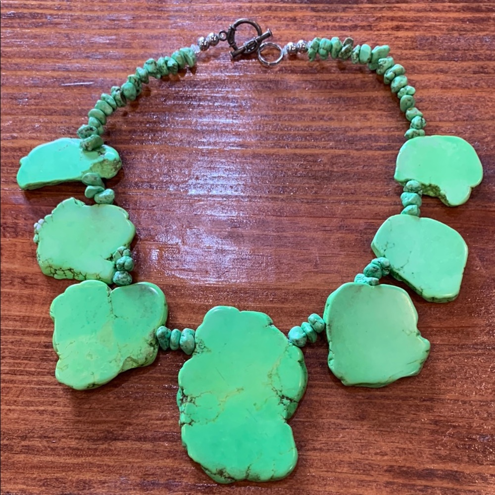 Chunky Green Turquoise Statement Necklace